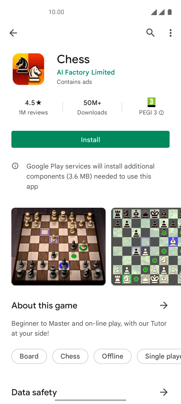 Press Install and follow the instructions on the screen to install the app.
