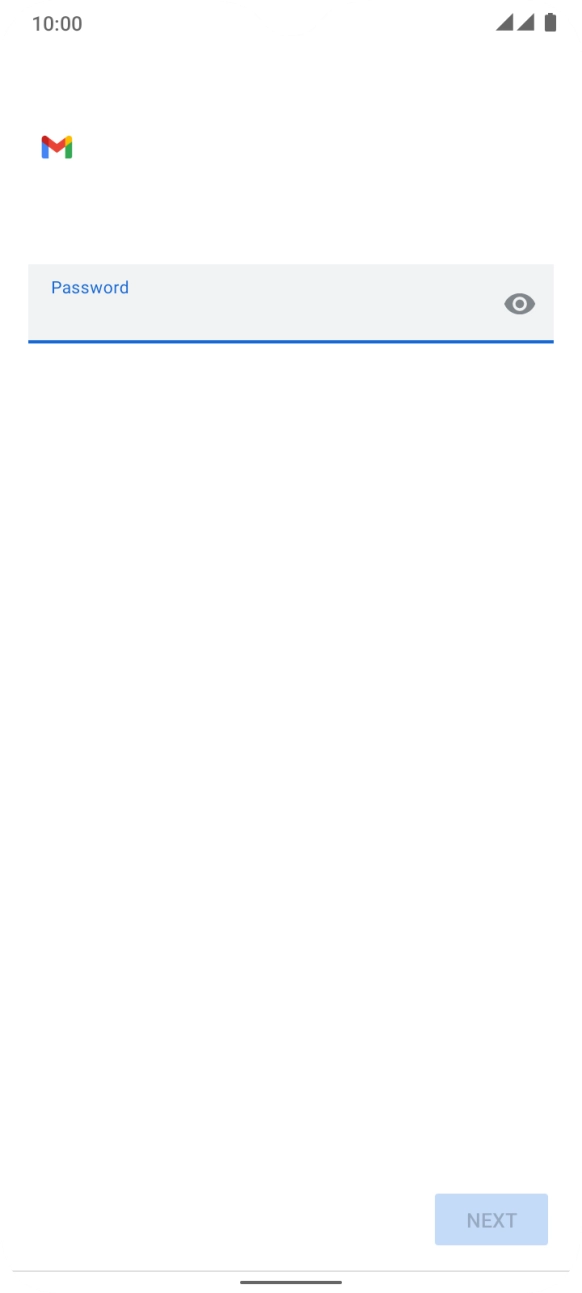 Press the field below 'Password' and key in the password for your email account. Press the field below 'Password' and key in the password for your email account.