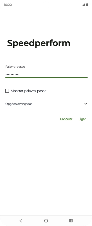 Introduza a password da rede Wi-Fi e prima Ligar.