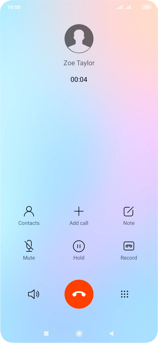 Press the end call icon.