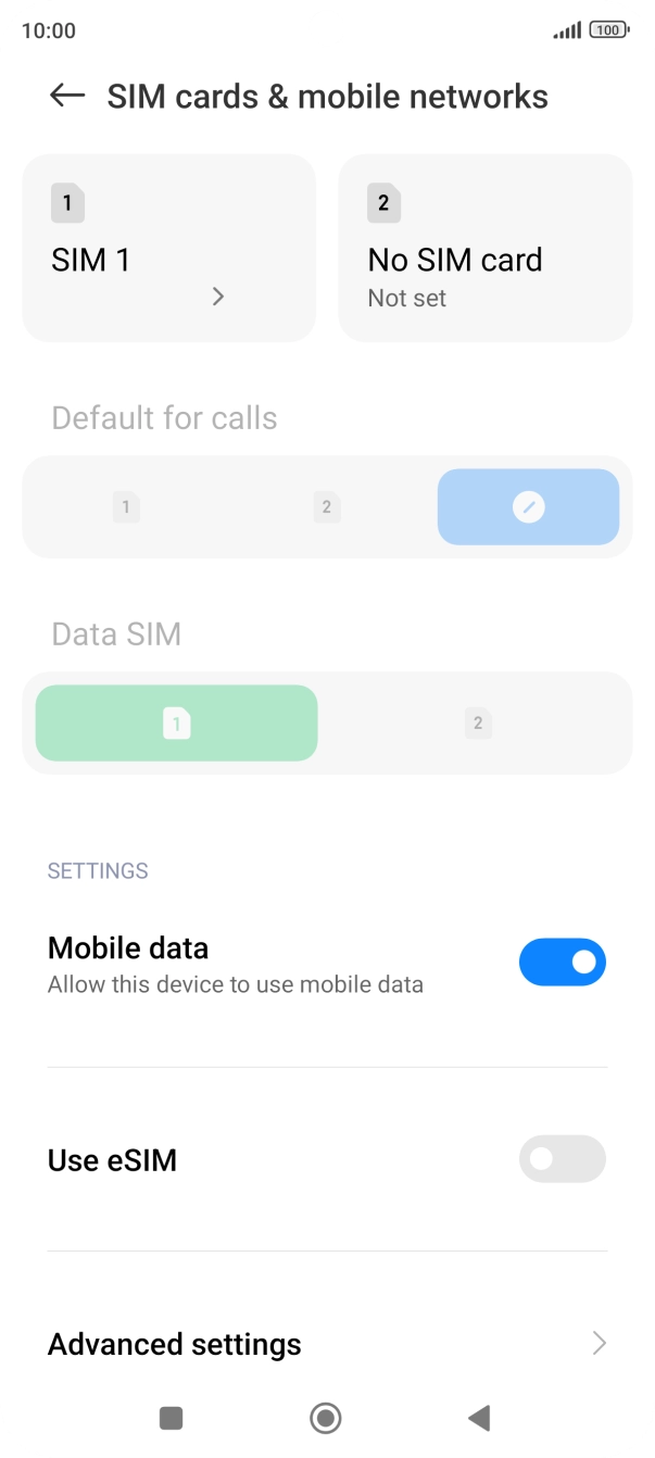 Press the name of the SIM.