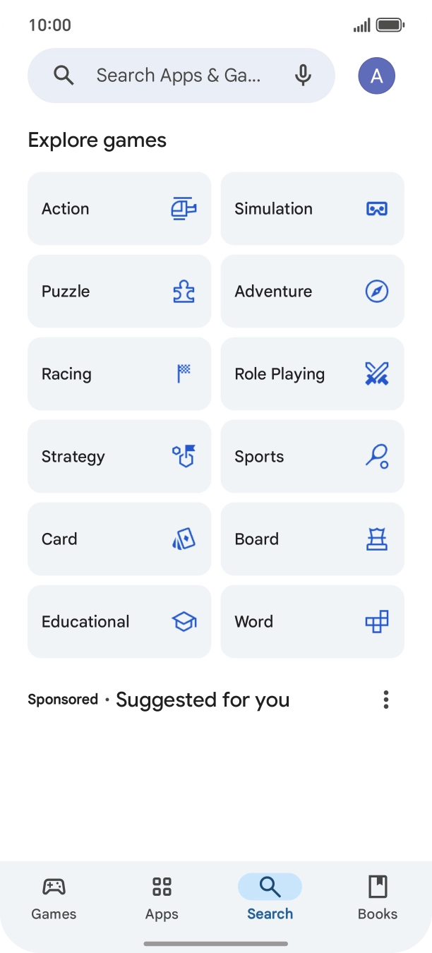 Press the search field.