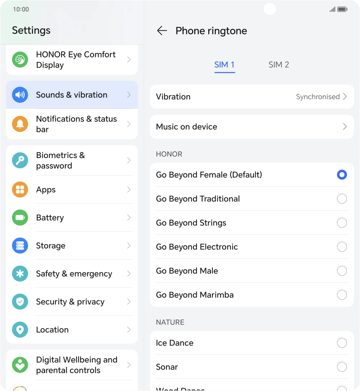 Press the required ring tones to hear them.