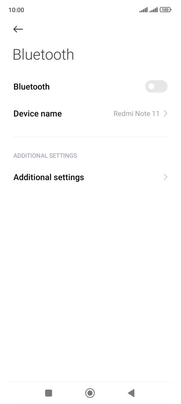 Press the indicator next to 'Bluetooth' to turn on the function.