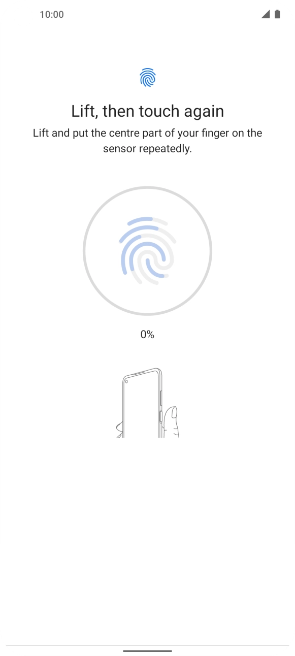 Follow the instructions on the screen to create the phone lock code using your fingerprint. Follow the instructions on the screen to create the phone lock code using your fingerprint.