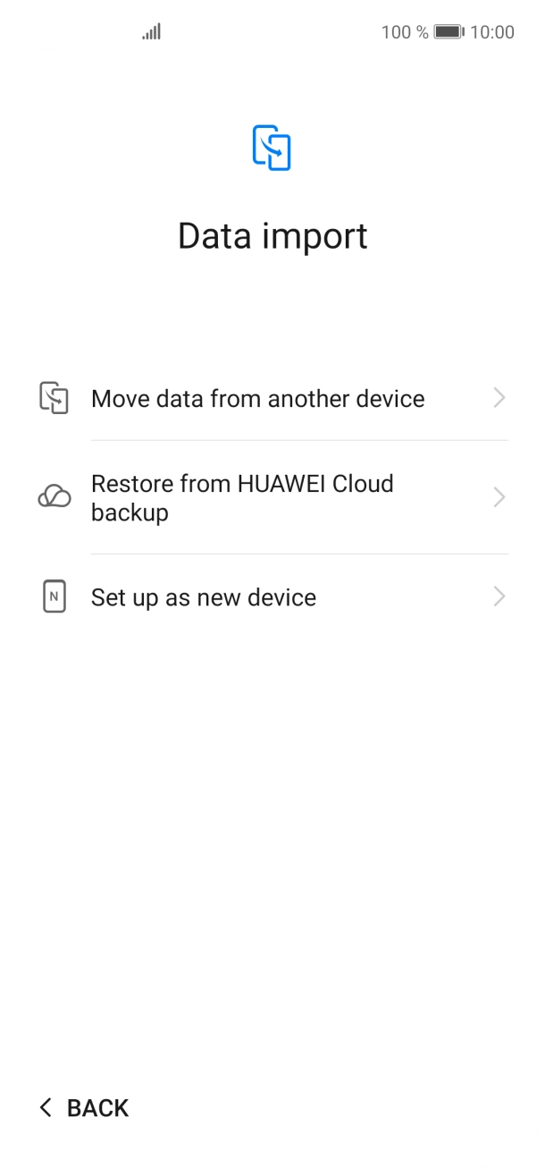 You can transfer the contents of another phone to your phone when it's activated for the first time and after a factory reset. When this screen is displayed, your phone is ready to transfer contents from another phone.