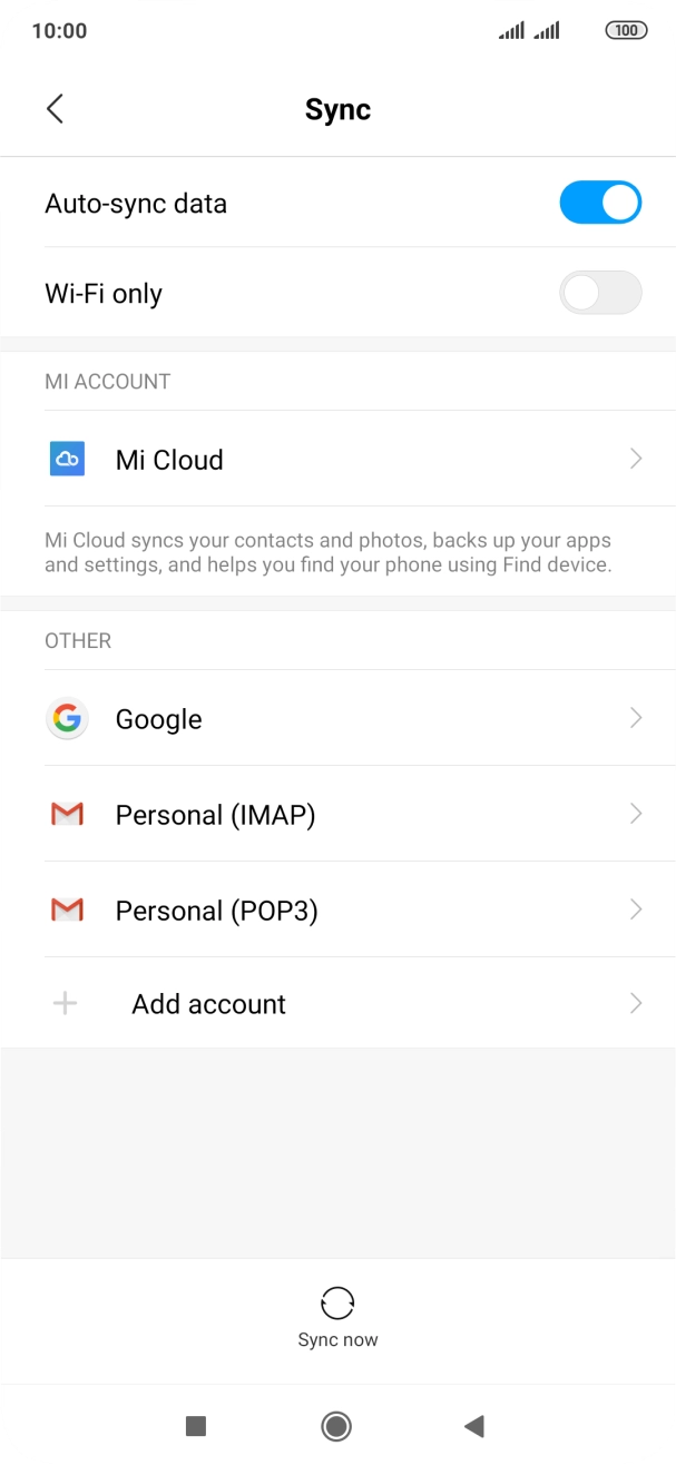 Press the indicator next to 'Auto-sync data' to turn the function on or off.