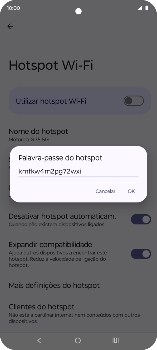 Introduza a password pretendida e prima OK.
