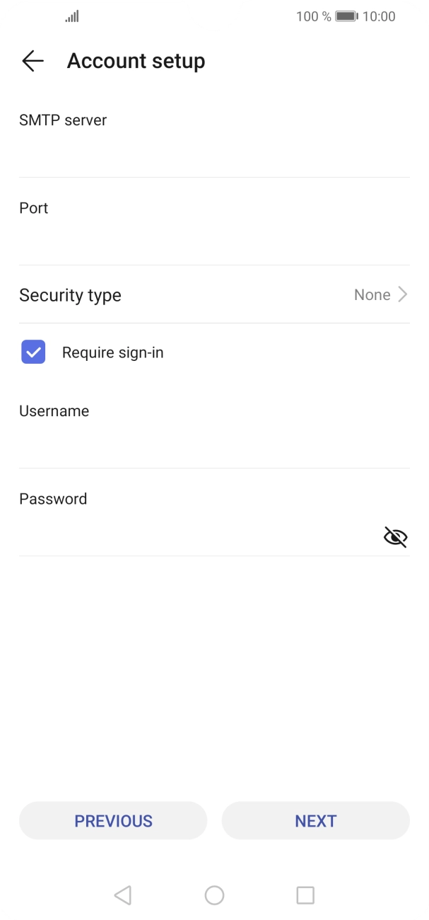 Press the field below 'SMTP server' and key in the name of your email provider's outgoing server.