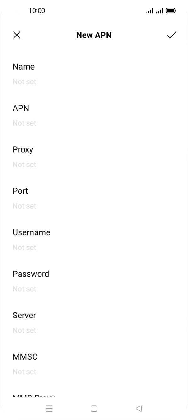 Press the field below 'Name' and key in O2 UK Internet. Press the field below 'Name' and key in O2 UK Internet.