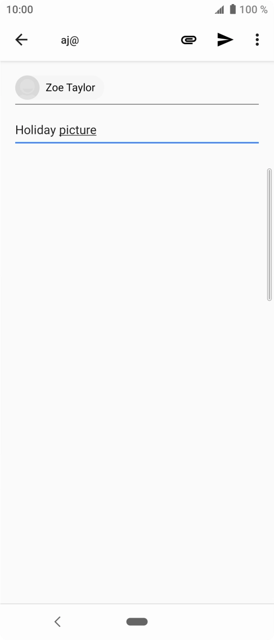 Press the text input field and write the text for your email. Press the text input field and write the text for your email.