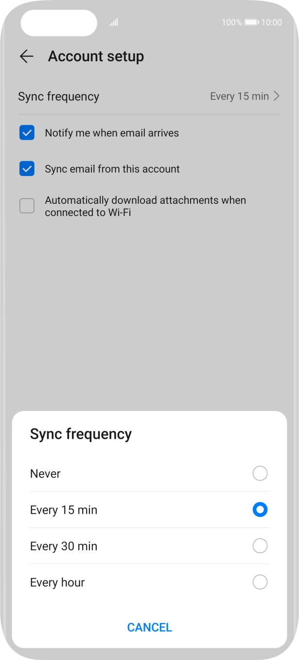 Press the required setting. Press the required setting.