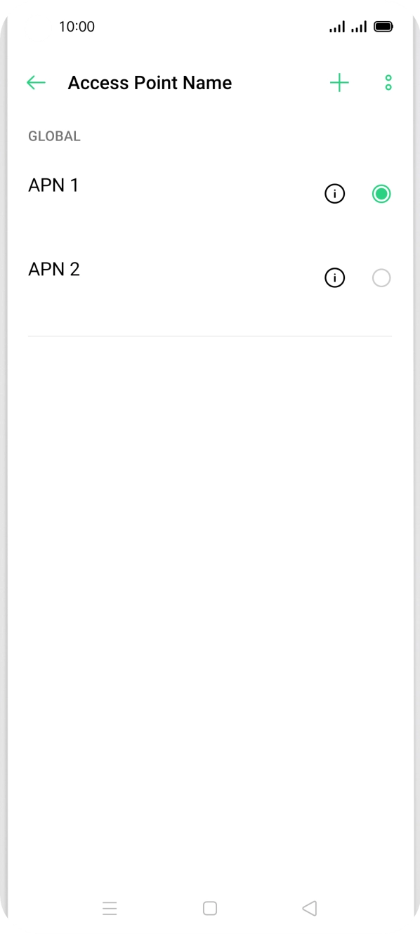 Press the field next to the data connection to activate it. Press the field next to the data connection to activate it.