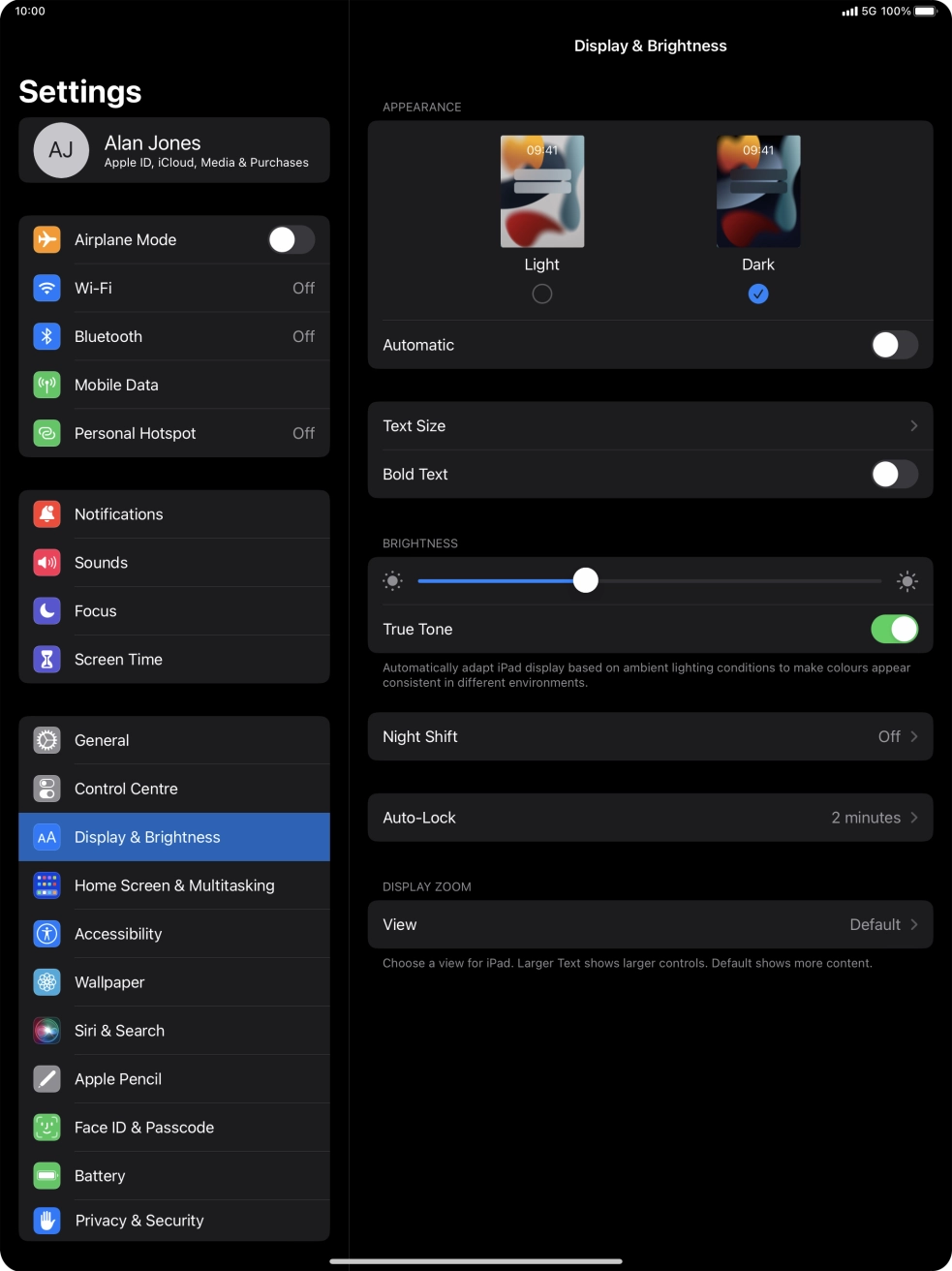 Press the indicator next to 'Automatic' to turn the function on or off.