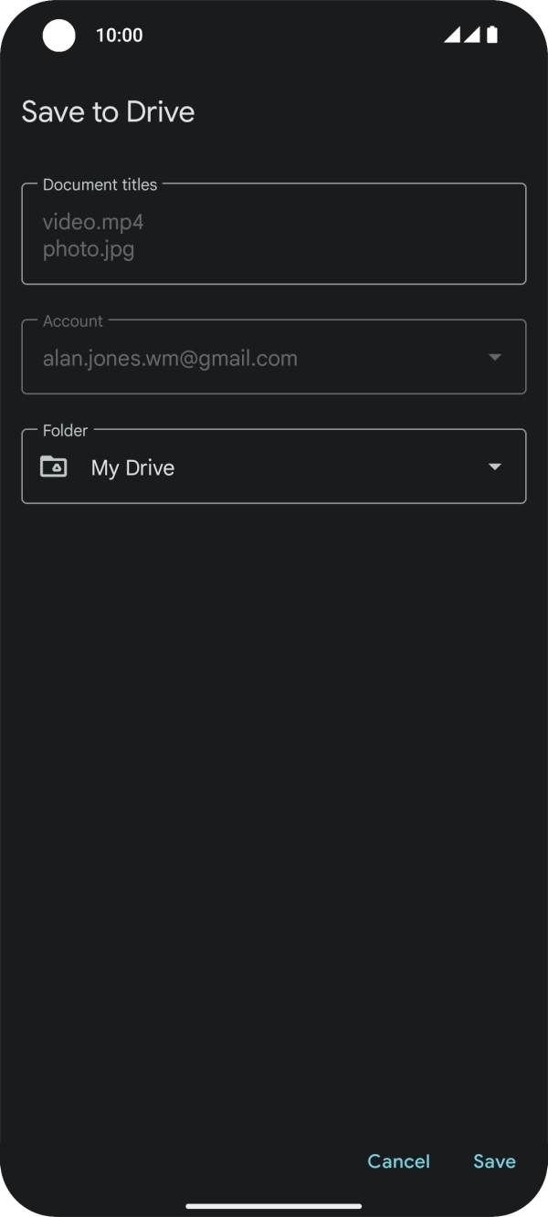 Press the field below 'Folder' and go to the required folder.