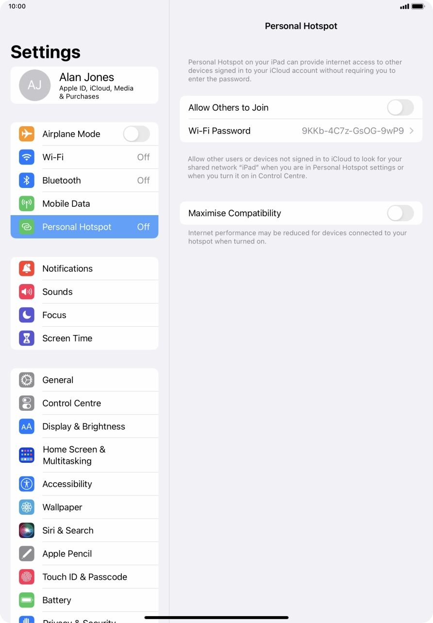 Press Wi-Fi Password and key in the required password.