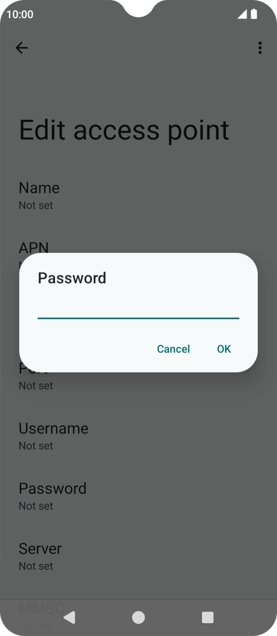 Key in p and press OK.