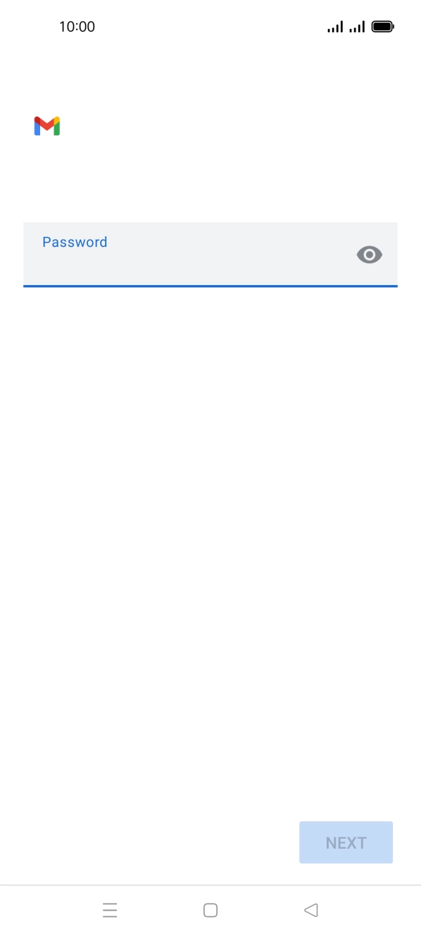 Press the field below 'Password' and key in the password for your email account. Press the field below 'Password' and key in the password for your email account.