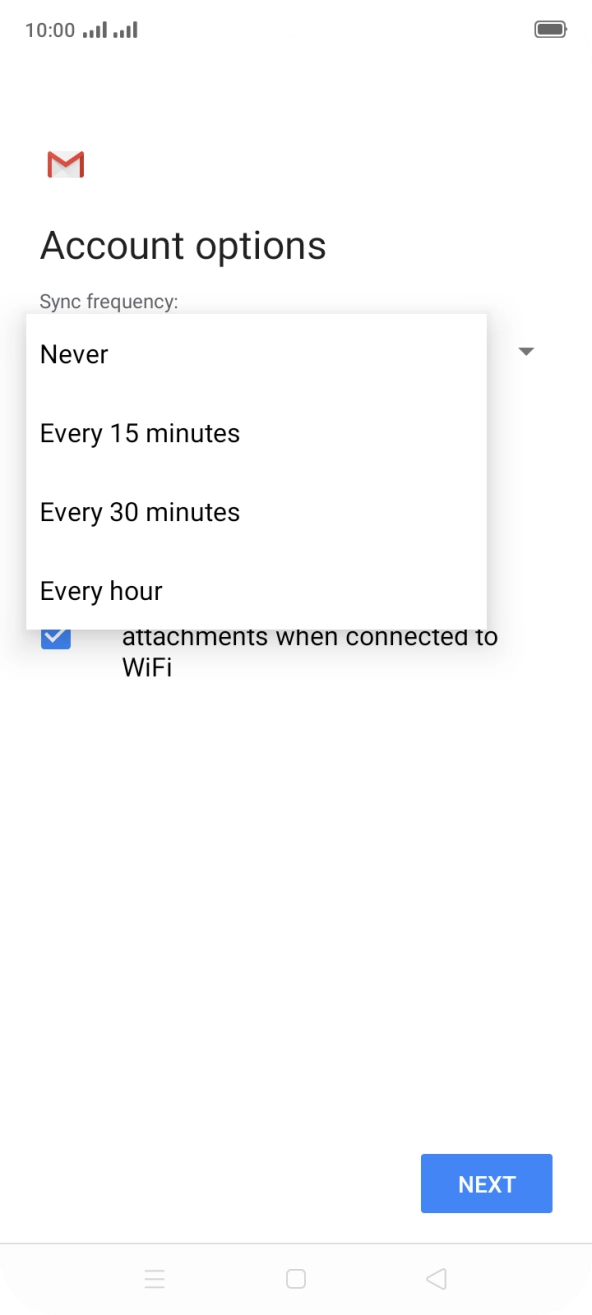 Press the required setting.