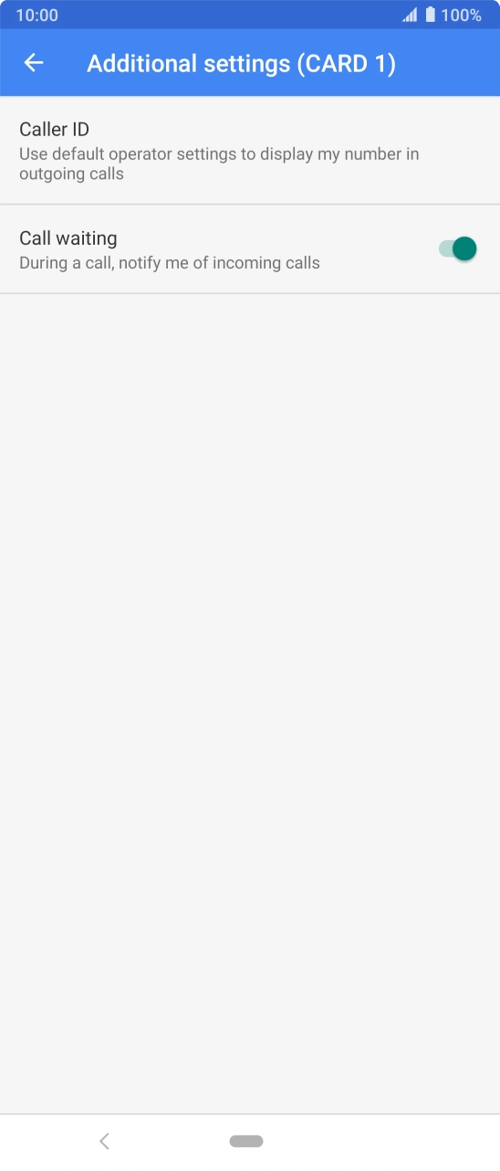 Press the indicator next to 'Call waiting' to turn the function on or off.