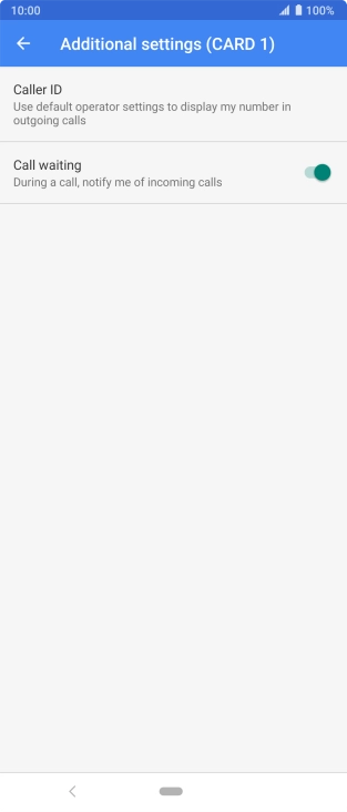 Press the indicator next to 'Call waiting' to turn the function on or off.