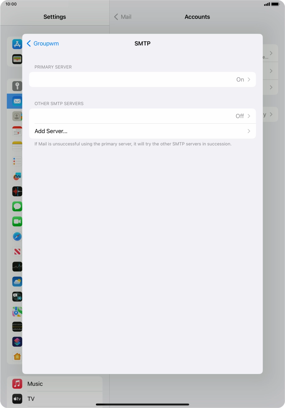 Press the field below 'PRIMARY SERVER'. Press the field below 'PRIMARY SERVER'.