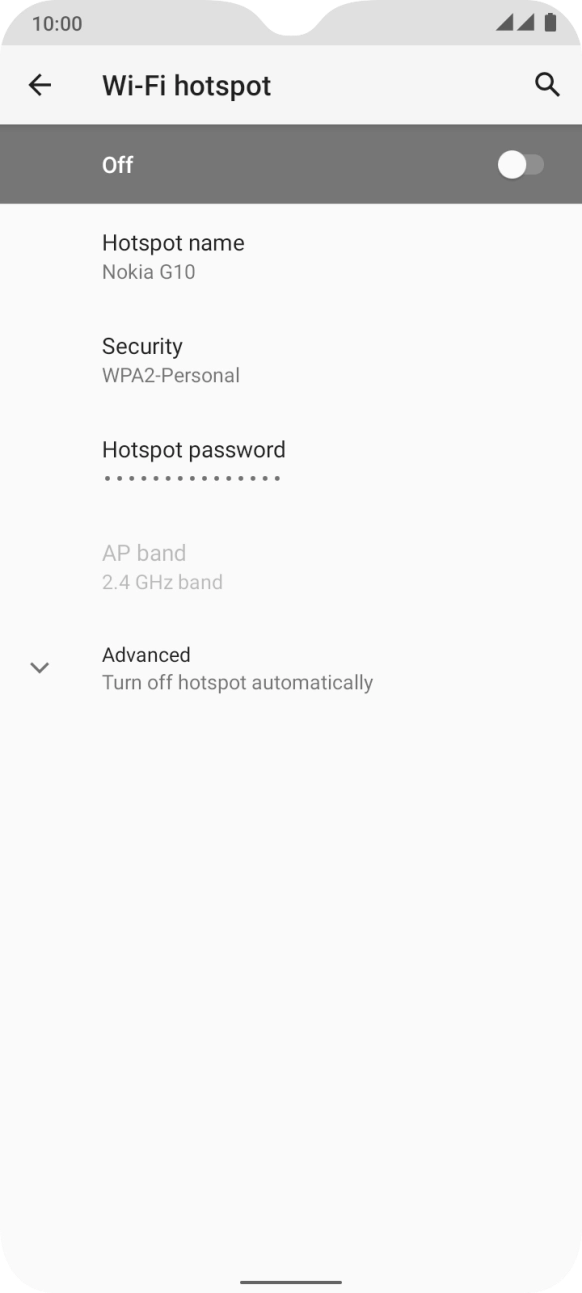 Press Hotspot name and key in the required name for the WiFi hotspot. Press Hotspot name and key in the required name for the WiFi hotspot.