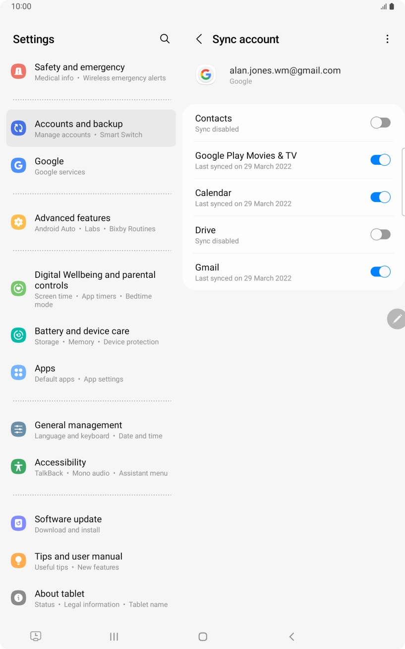 Press the indicator next to 'Contacts' to turn on the function.