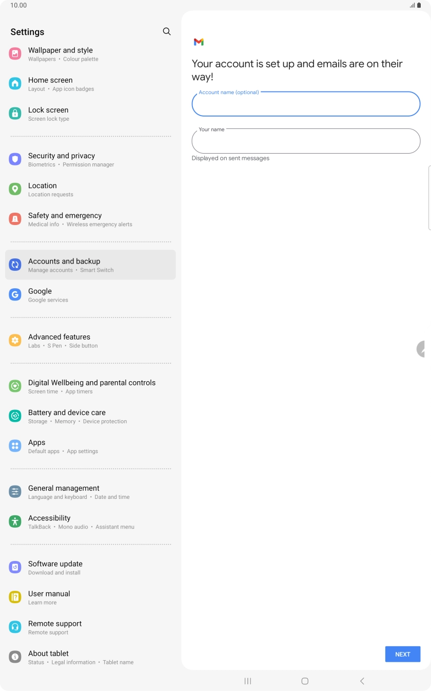 Press the field below 'Your name' and key in the required sender name. Press the field below 'Your name' and key in the required sender name.