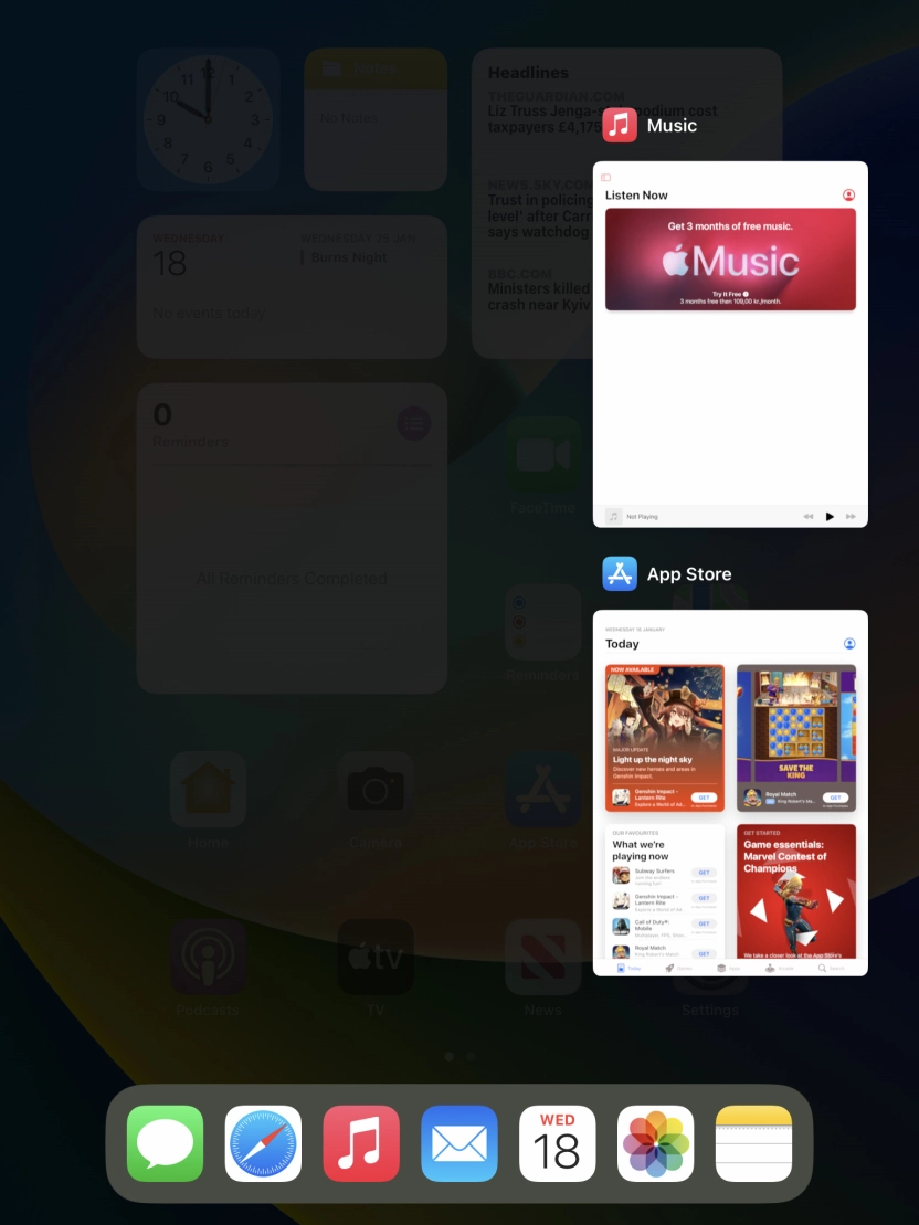 Slide upwards on the required application to end it.