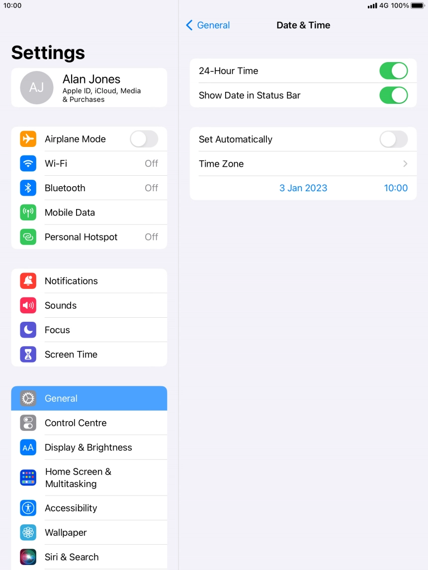 Press the indicator next to 'Set Automatically' to turn on the function.
