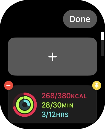 Press the pin widget icon on the required widget to pin it to the top of the stack.