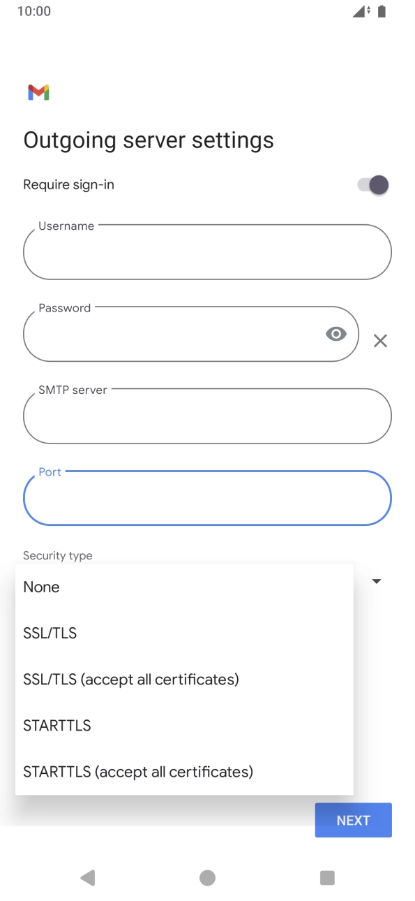 Press SSL/TLS. Press SSL/TLS.