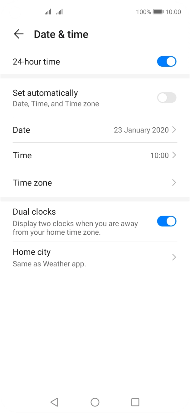 Press the indicator next to 'Set automatically' to turn on the function.