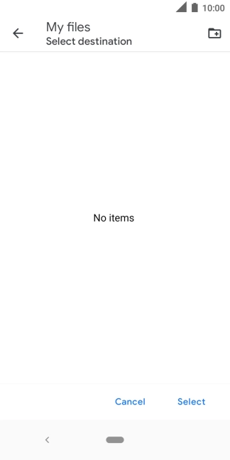 To create a new folder, press the new folder icon and follow the instructions on the screen to create a new folder.