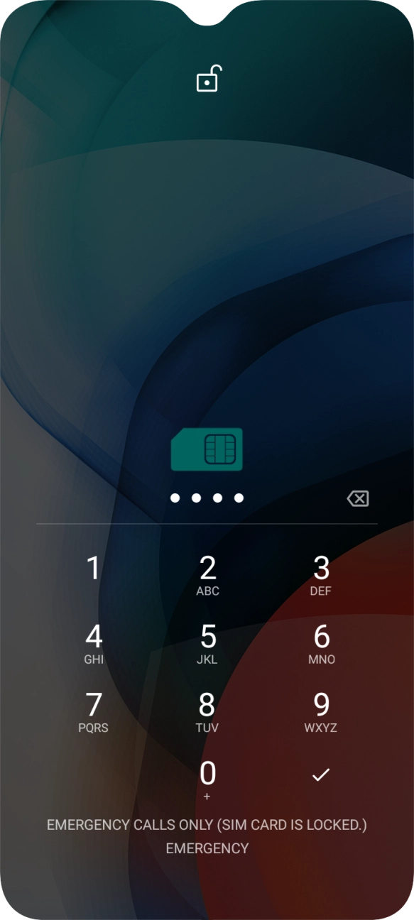 Key in your SIM PIN and press the confirm icon. The default SIM PIN is 0000.
