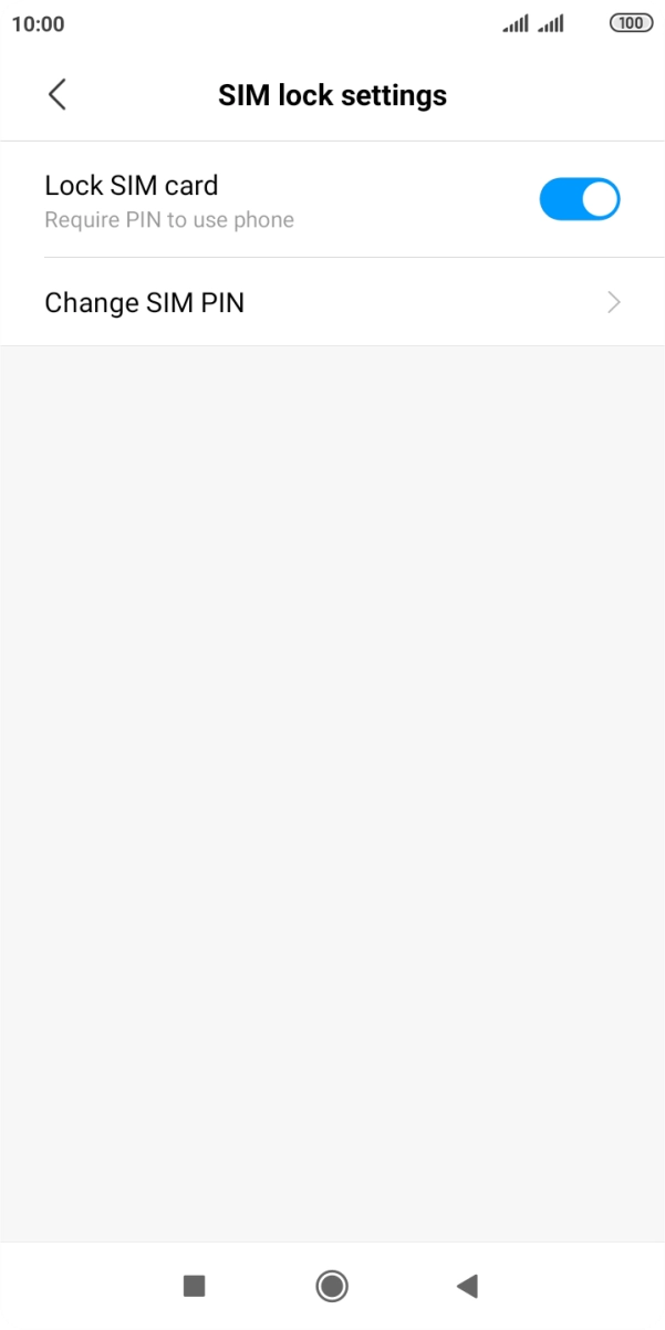 Press the indicator next to 'Lock SIM card' to turn the function on or off.