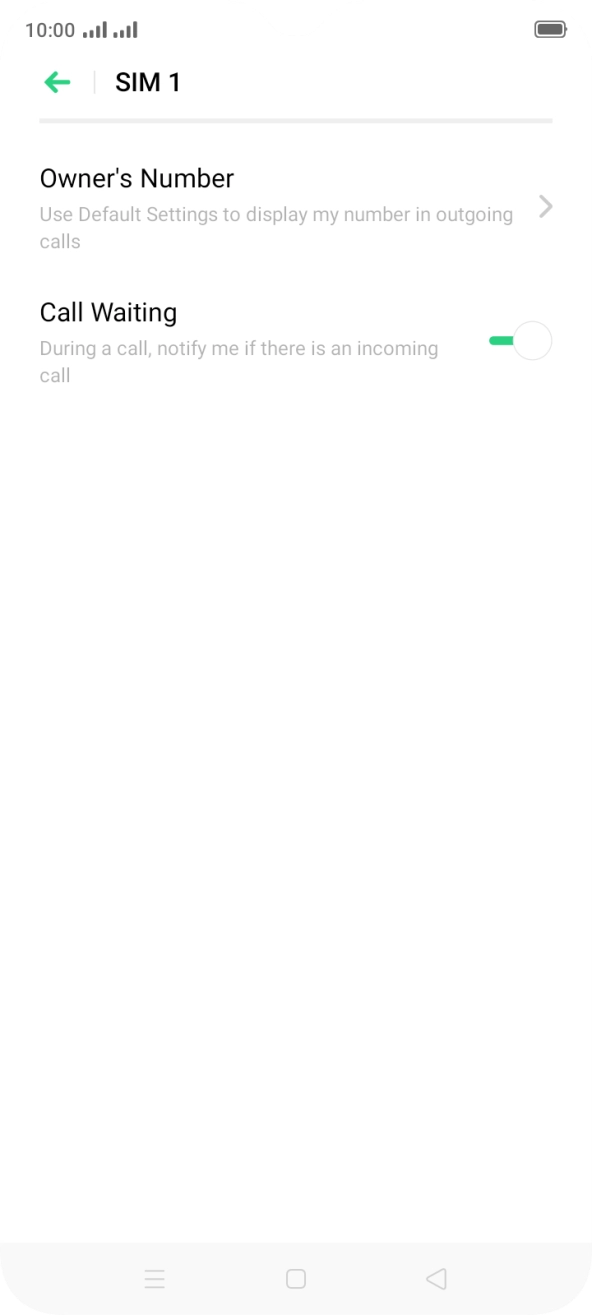 Press the indicator next to 'Call Waiting' to turn the function on or off.