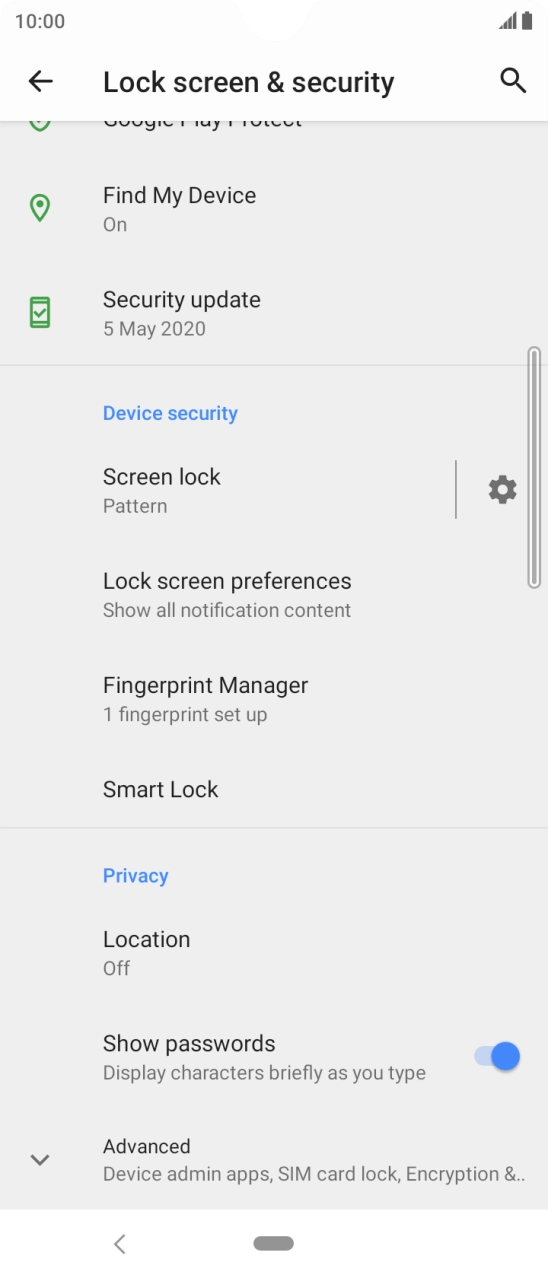 Press Screen lock and key in the current phone lock code.