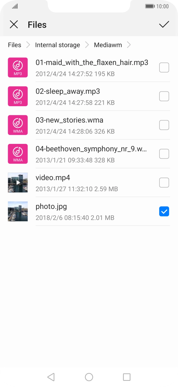 Press the confirm icon.