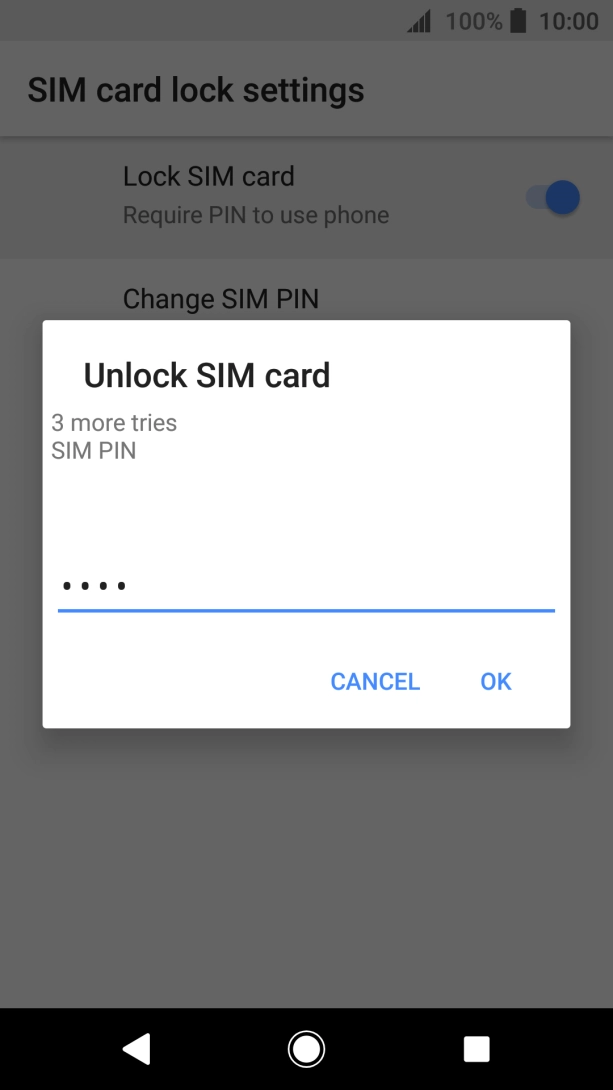 Key in your SIM PIN and press OK. The default SIM PIN is 0000.
