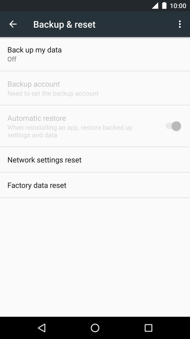 Press Factory data reset.