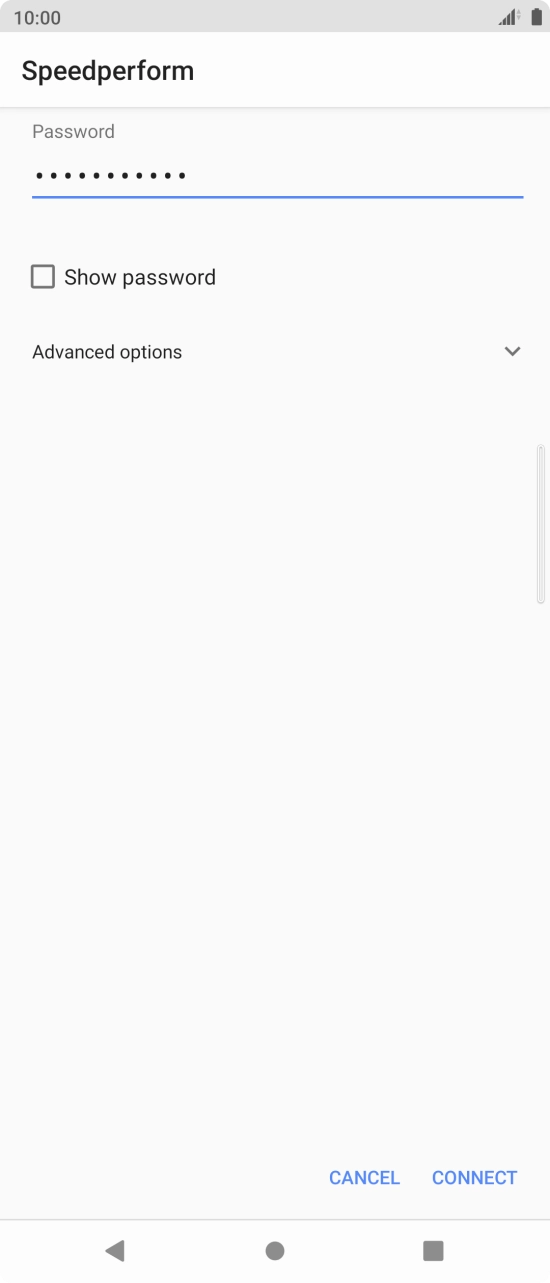 Key in the password for the WiFi network and press CONNECT. Key in the password for the WiFi network and press CONNECT.