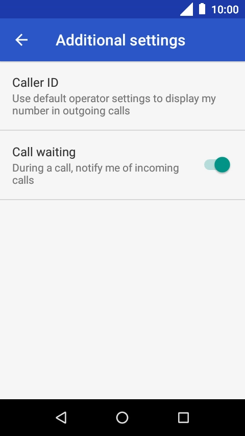 Press the indicator next to 'Call waiting' to turn the function on or off.