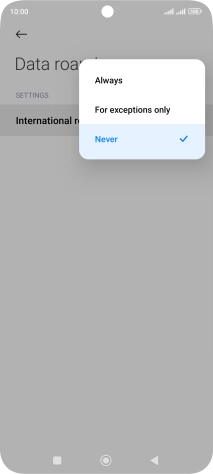 Press the required setting to turn the function on or off.