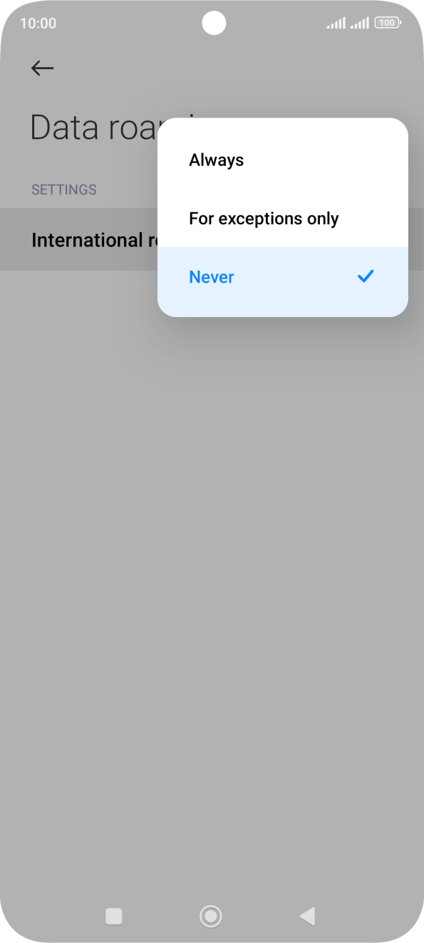 Press the required setting to turn the function on or off. Press the required setting to turn the function on or off.