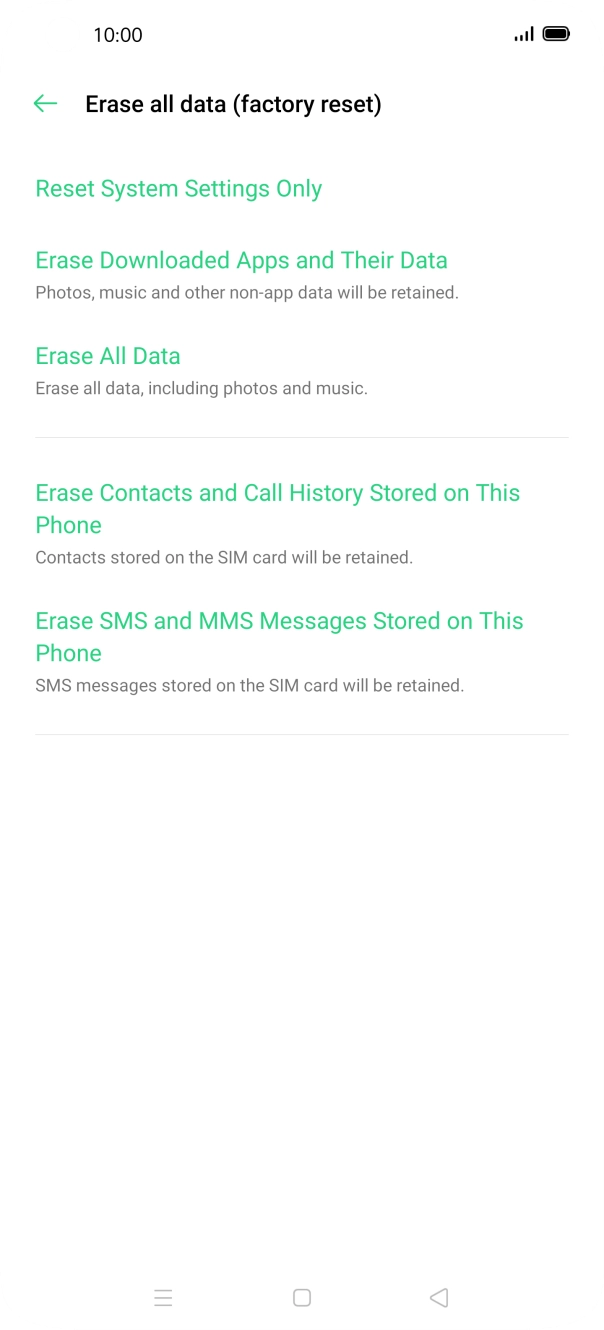 Press Erase All Data.
