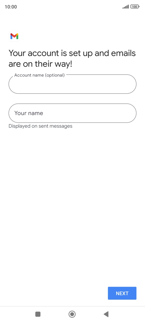 Press the field below 'Account name (optional)' and key in the required name. Press the field below 'Account name (optional)' and key in the required name.