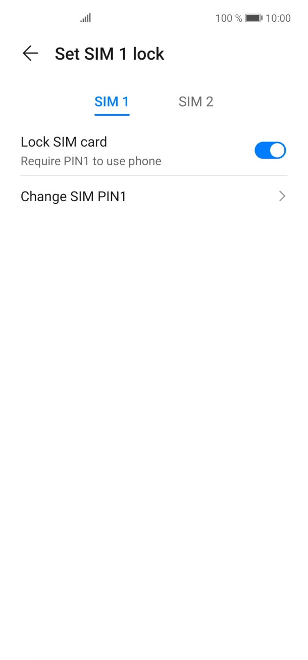 Press the indicator next to 'Lock SIM card' to turn the function on or off.