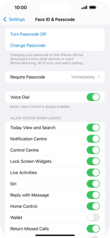 Press Turn Passcode Off and key in the lock code.